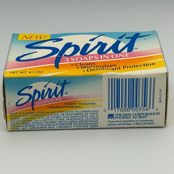 Spirit Bar Soap 2-Pack 4.5 oz 3 in One Blue Bath Size Sealed 1992 Retro Vintage - Picture 5 of 5